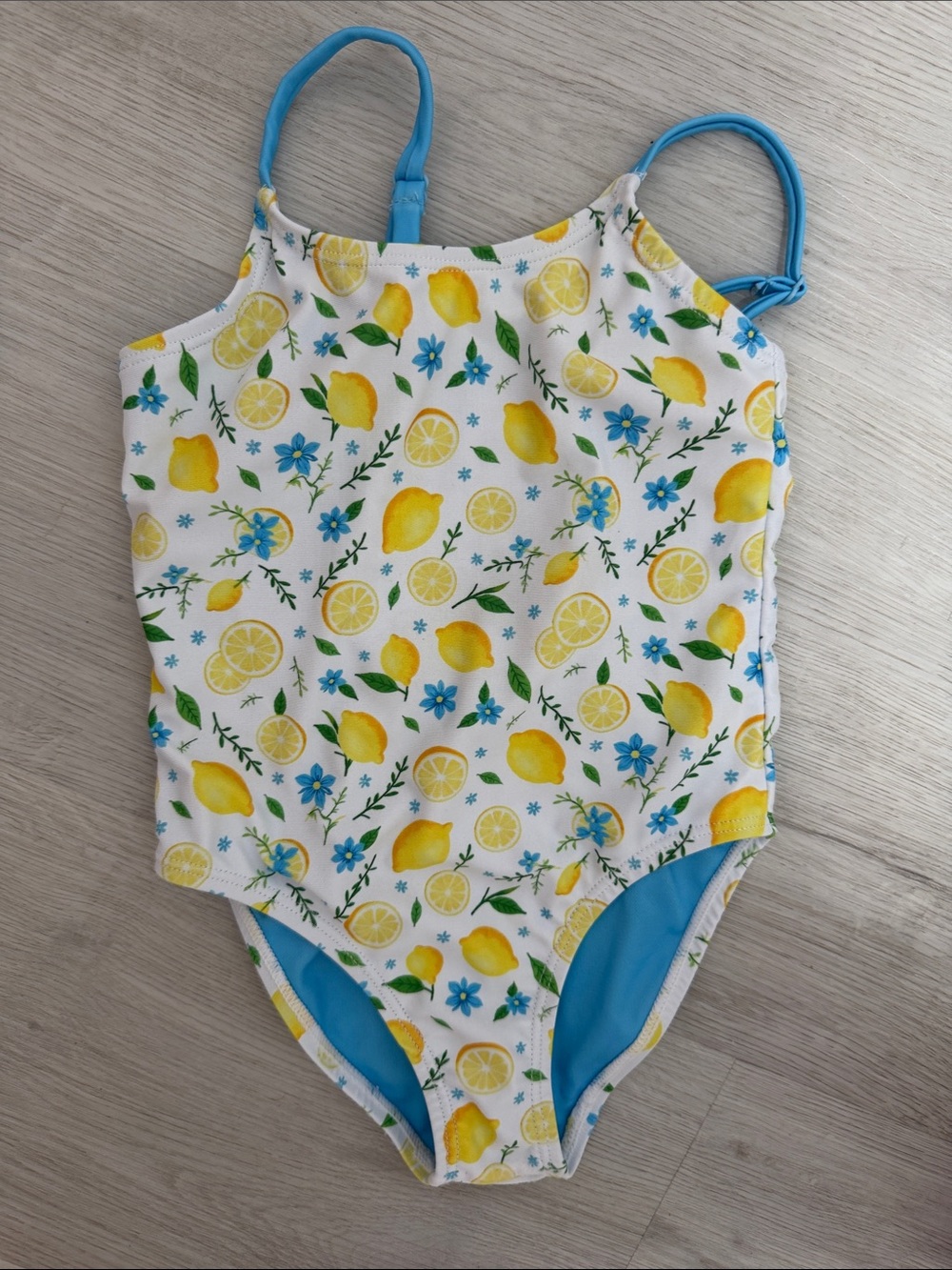 Appaman Yellow Lemon Print One-Piece Swimsuit with Blue Straps